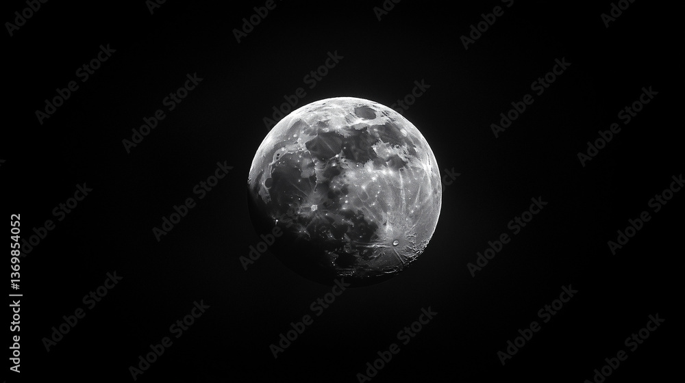 Obraz premium Black and white photograph of a crescent moon against a dark sky.