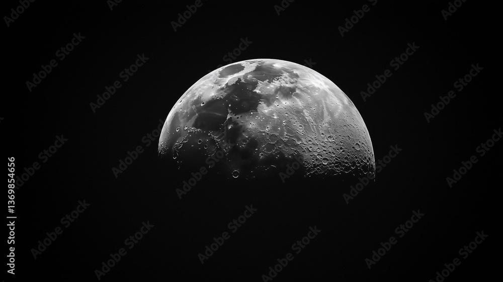 Black and white photograph of a crescent moon against a dark sky. Black and white photograph of a crescent moon against a dark sky.