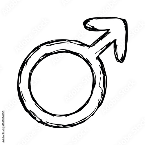 Hand drawn male gender identity icon Symbol used to represent sex and gender