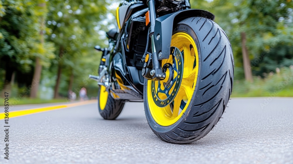 Fototapeta premium Sport motorcycle on asphalt road