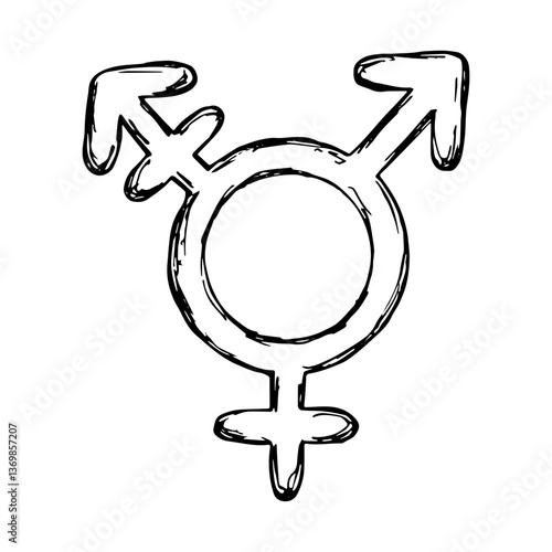 Hand drawn transgender gender identity icon Symbol used to represent sex and gender