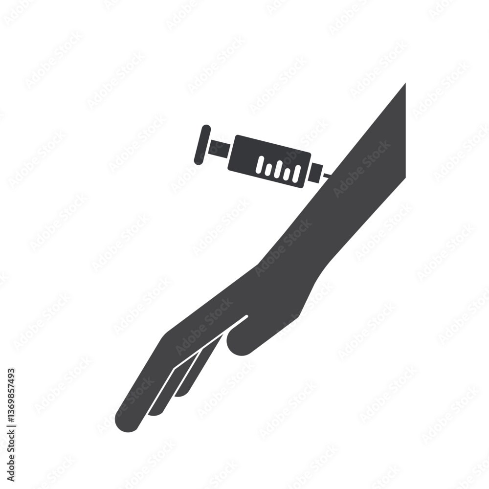 Obraz premium isolated pictogram illustrating syringe injection into the body, symbolizing health risks associated with narcotics, drugs, and addiction