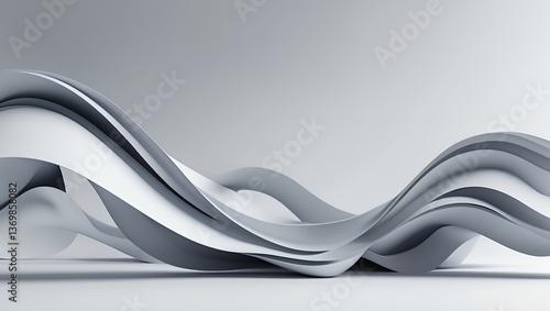 Abstract waves of layered paper, white and gray gradients