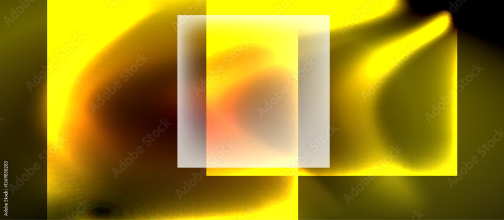 Fototapeta premium Glass squares with neon shiny light abstract background