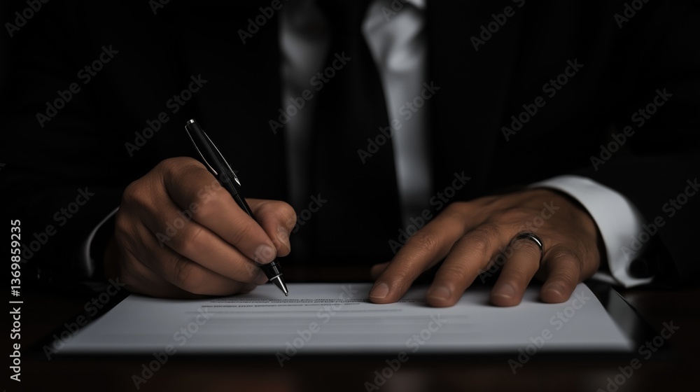 a person signing a document with a pen, emphasizing the detail and solemnity of the action a person signing a document with a pen, emphasizing the detail and solemnity of the action