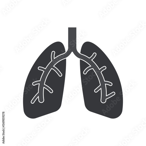 Isolated pictogram of lungs, representing health, respiratory function, and a vital body part in medical