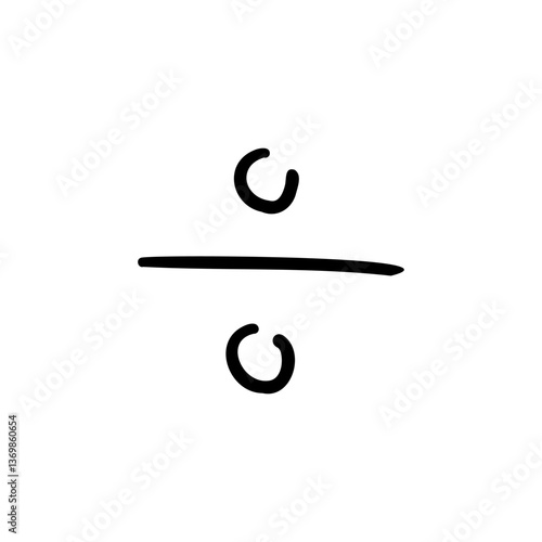 Slim divide symbol in outline hand drawn style. Vector illustration isolated on white background. For typography, font, shop, logo, alphabet, sales, signboard, education, branding, presentation.