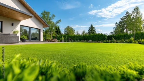 Wallpaper Mural Modern Home with Lush Green Lawn Torontodigital.ca