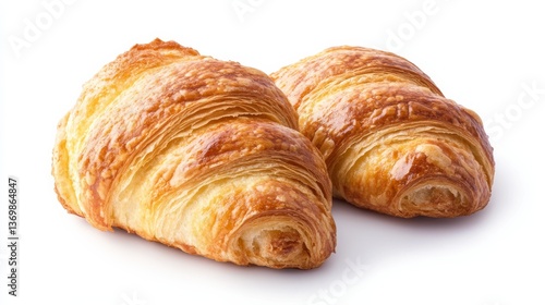 Wallpaper Mural Two Golden Croissants on White, Close-up, Food , Breakfast Torontodigital.ca