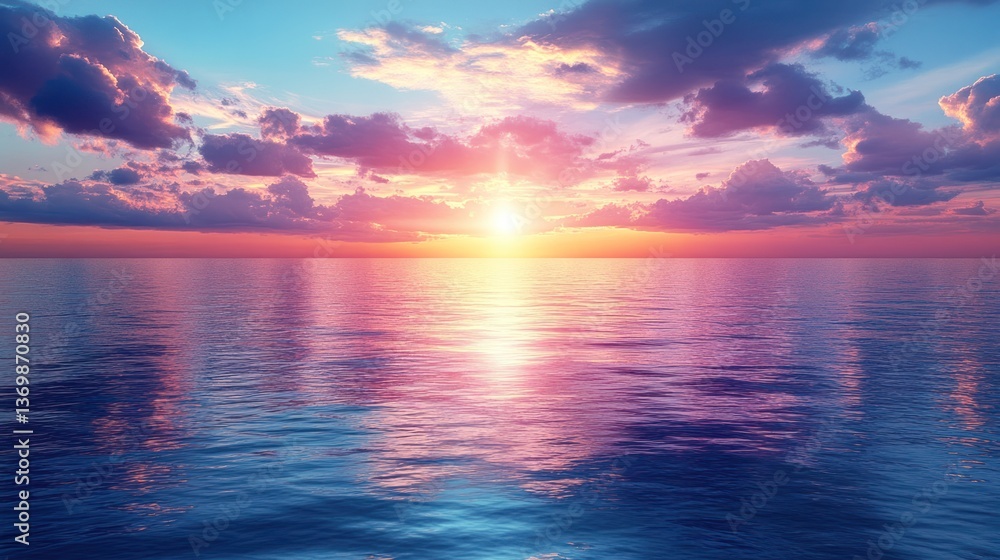 Fototapeta premium Serene Sunset over the Ocean: A Breathtaking View