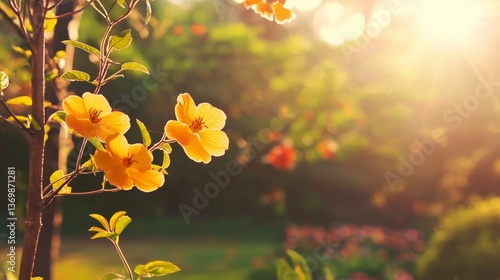 Golden Hour Blooms Yellow Flowers in a Sunlit Garden