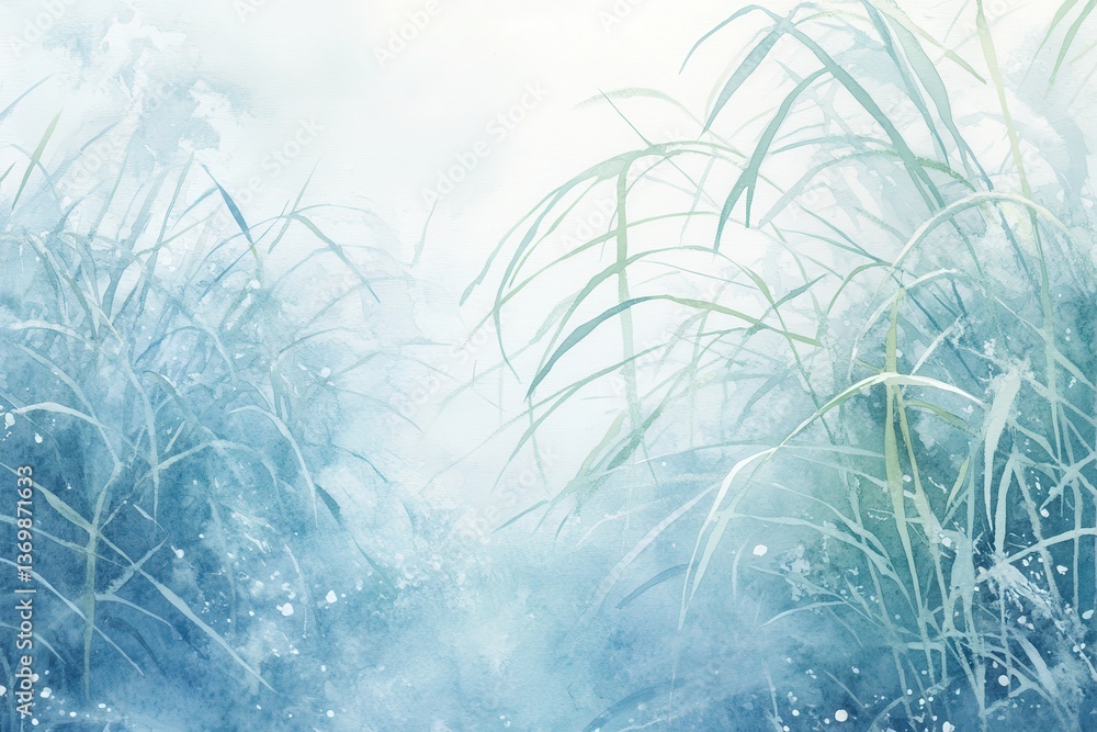 Misty Meadow Serene Path Through Winter Grass. Misty Meadow Serene Path Through Winter Grass.