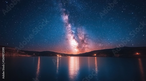 Wallpaper Mural Milky Way Galaxy Over Serene Lake at Night Torontodigital.ca
