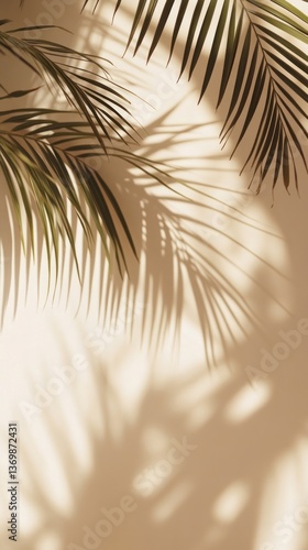 Palm frond shadows on a beige wall