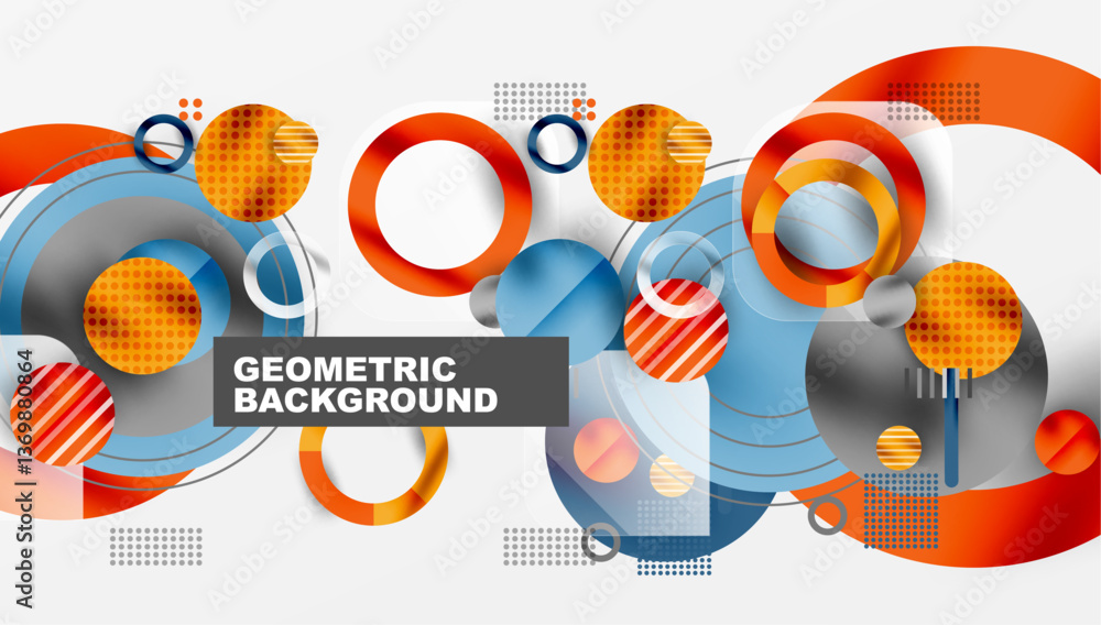 Obraz premium Abstract Geometric Background with Overlapping Transparent Shapes