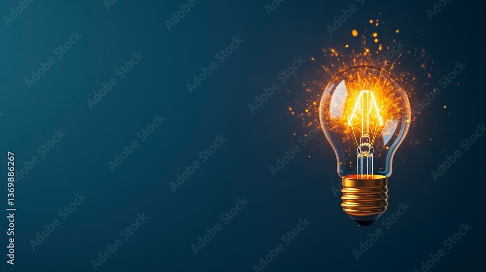 Electric Arc Sparking Glowing Lightbulb with Bright Luminescence and Colorful Effects