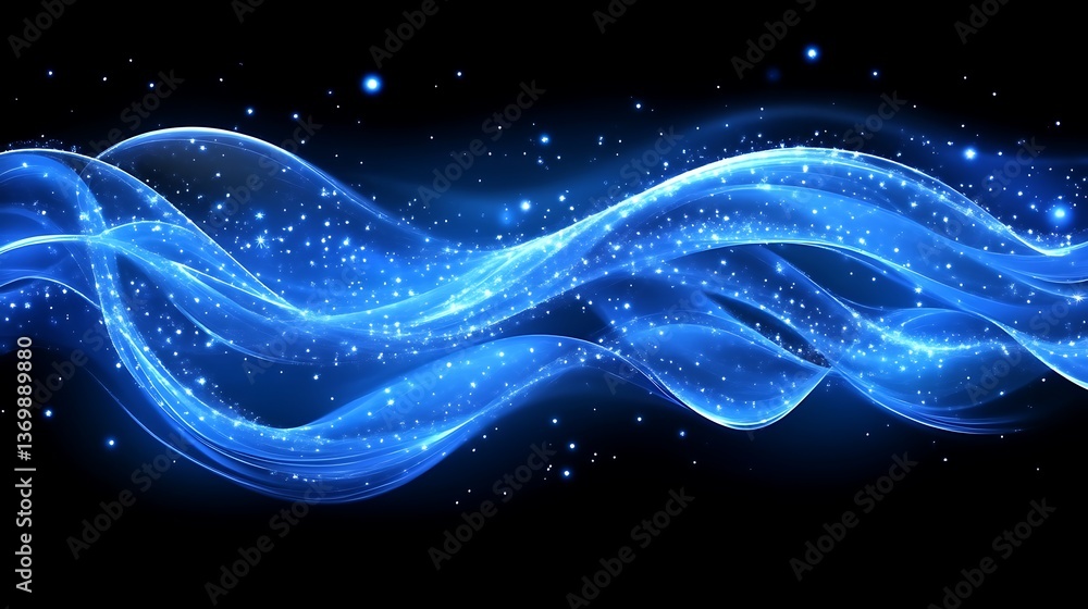 Abstract Blue Wave With Sparkling Lights Abstract Blue Wave With Sparkling Lights