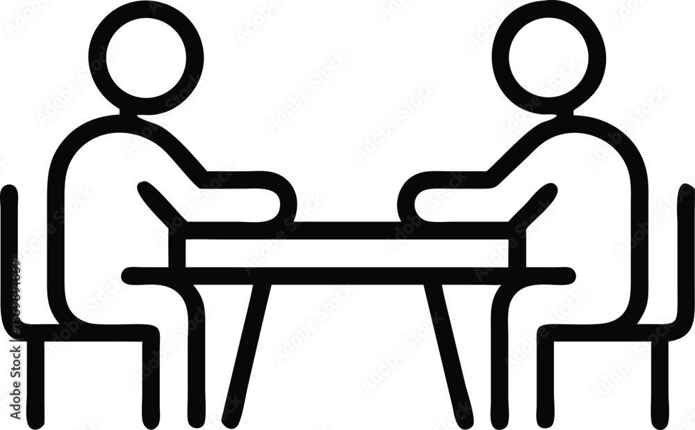 Fototapeta premium Business Meeting Icon – Team Collaboration Around a Table