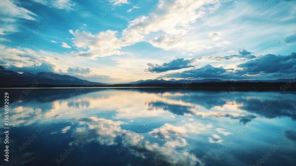 Fototapeta premium The still waters created a mirrorlike mirror reflection of the sky