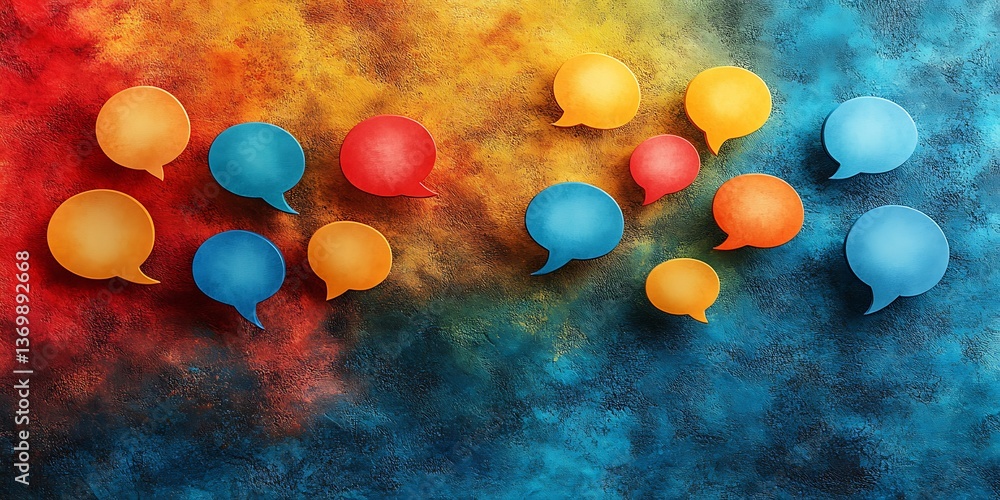Colorful Speech Bubbles on Textured Background Colorful Speech Bubbles on Textured Background