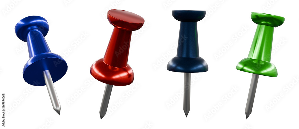 push pins isolated on white background push pins isolated on white background