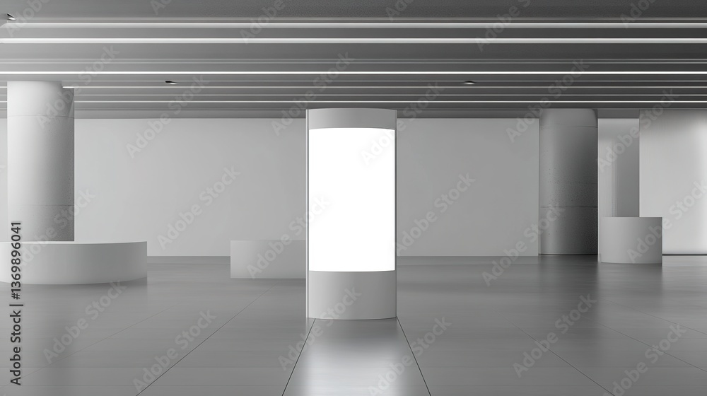 Obraz premium Event exhibition trade stand. White promotional advertising technology digital booth