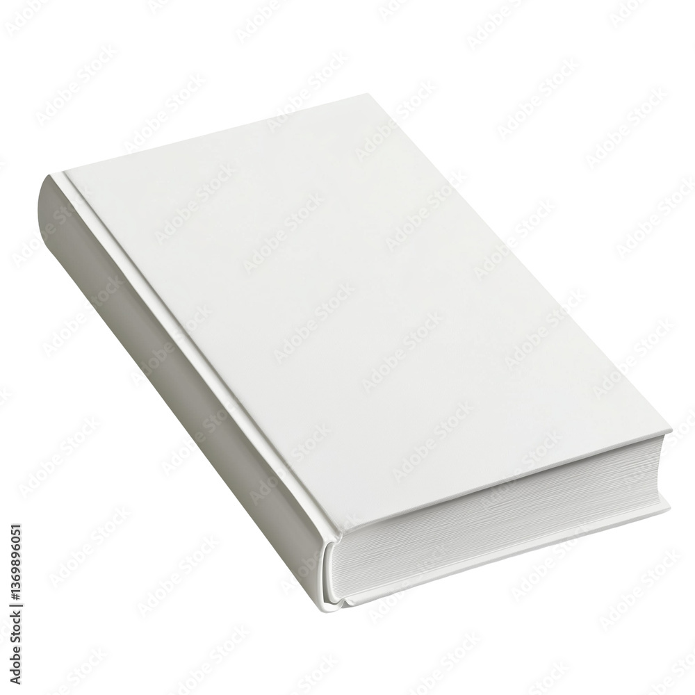 Blank white hardcover book lying flat, isolated on white and transparent background Blank white hardcover book lying flat, isolated on white and transparent background