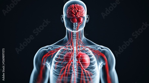 Wallpaper Mural Human Anatomy Illustration with Nervous and Circulatory System Torontodigital.ca