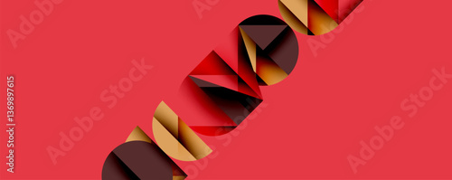 Abstract geometric pattern with intersecting circles and triangles in gradients. The high-contrast composition creates depth and a dynamic, modern aesthetic