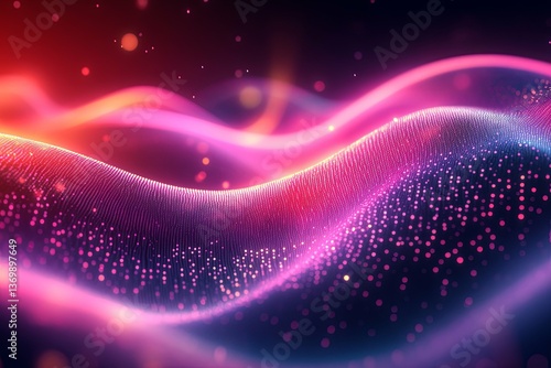 Abstract illustration of swirling particles with vibrant glowing colors