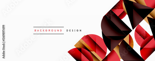 Abstract geometric pattern with intersecting circles and triangles in gradients. The high-contrast composition creates depth and a dynamic, modern aesthetic