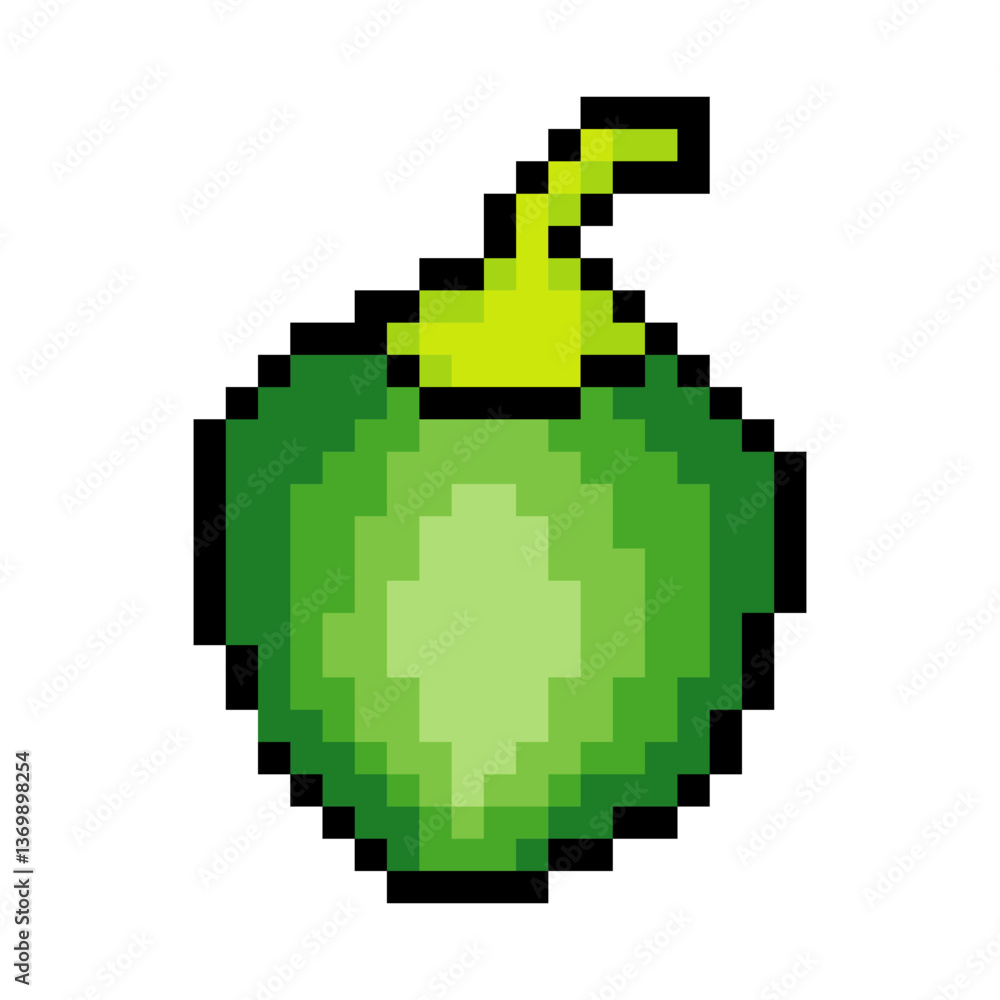 Fototapeta premium Green bell pepper in pixel art isolated on white background