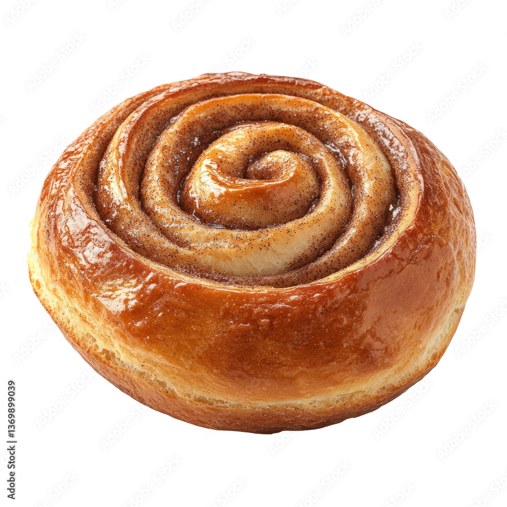 Fototapeta premium Delicious Cinnamon Roll with Glazed Surface on Transparent Background