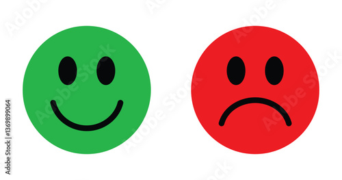 happy and sad modern emoji face vector icon. smiley icon set. feedback emoji icon. happy and sad icon for mobile app, ui and website. vector illustration on transparent background