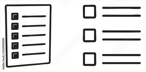 Checklist graphic with boxes for tasks or items to complete.