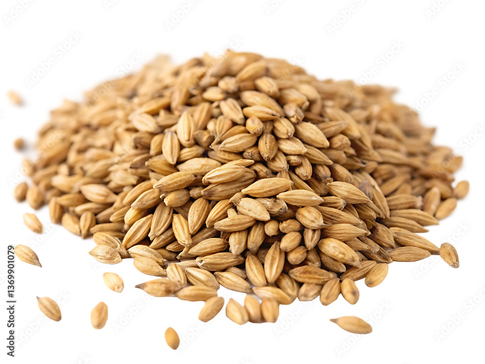 Obraz premium Pile of Barley Grains - Isolated on White Background as Transparent. PNG. AI GENERATED