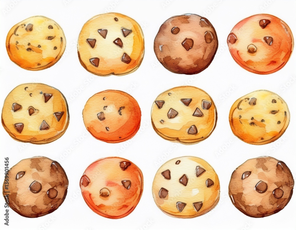 チョコチップクッキーがたくさん並んでいるパターン チョコチップクッキーがたくさん並んでいるパターン