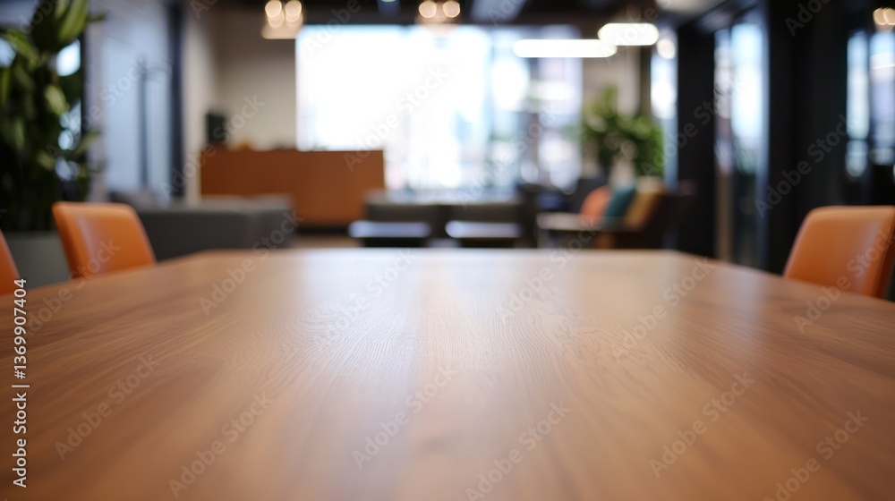 Empty conference room table with a blurred office background. Empty conference room table with a blurred office background.