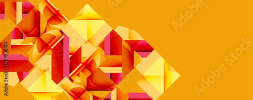 Circles, semi circles, squares and round triangles. Geometric mosaic style pattern abstract background for wallpaper, banner, backdrop, card, book Illustration, landing page