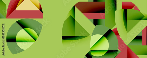Abstract geometric artwork with interwoven angular and curved shapes, dynamic composition with smooth gradients and bold contrasts