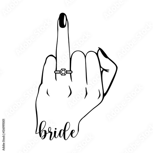 Bride wedding finger  svg cut file. Isolated vector illustration.