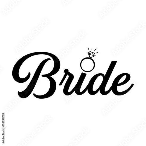 Bride svg cut file. Isolated vector illustration.