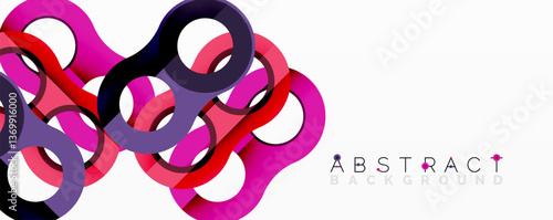 Abstract circle element composition with overlapping circular and tubular shapes featuring smooth gradients, transparency effects, and dynamic layering