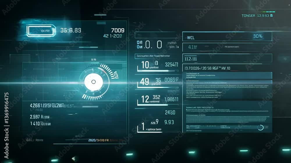 Futuristic Interface Displaying Complex Data and Information Stream