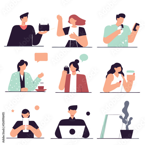 Business team people avatars icon set for office worker design