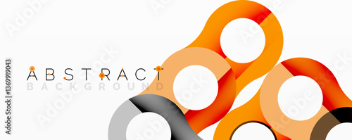 Abstract circle element composition with overlapping circular and tubular shapes featuring smooth gradients, transparency effects, and dynamic layering