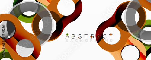 Abstract composition with intertwined circular and tubular forms creating fluid structure with gradients, depth, and sharp contrasts