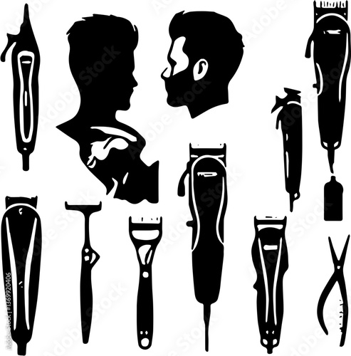 vector illustration of a silhouette barber