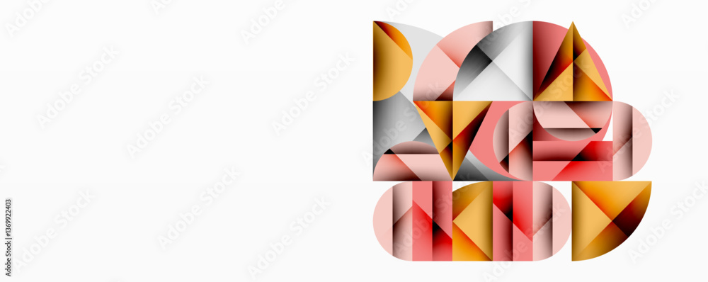 Abstract geometric artwork with overlapping circles and gradients, circle square triangle shapes background featuring sharp angular cuts, smooth shading, and structured layered composition Abstract geometric artwork with overlapping circles and gradients, circle square triangle shapes background featuring sharp angular cuts, smooth shading, and structured layered composition