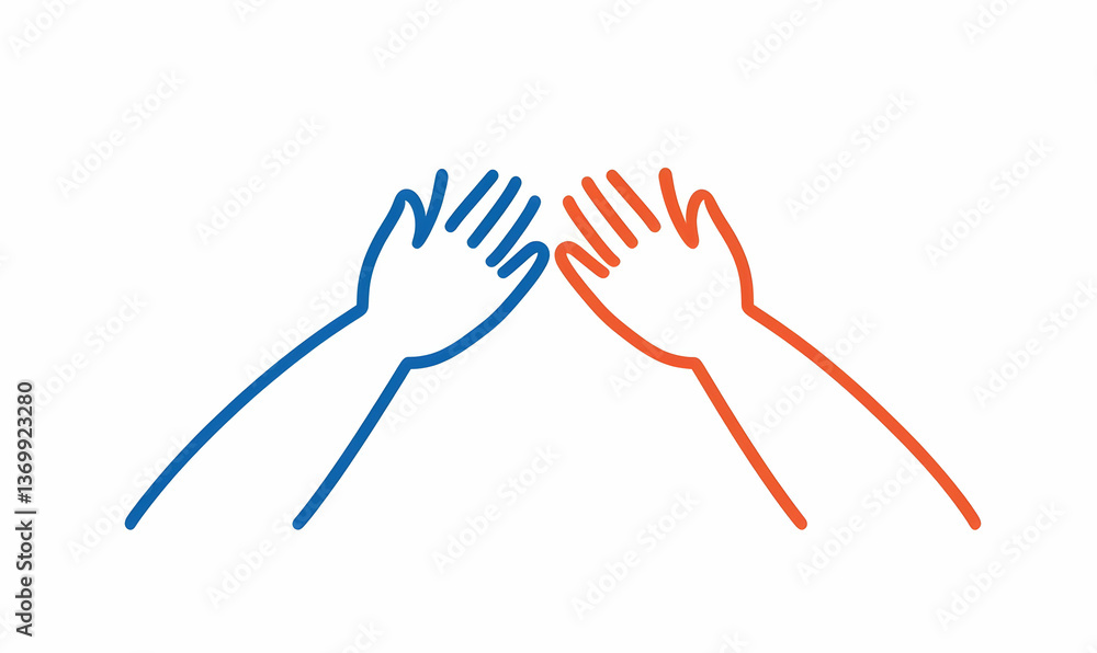 Fototapeta premium Hands Raised Together in Cooperation Symbolizing Unity and Support